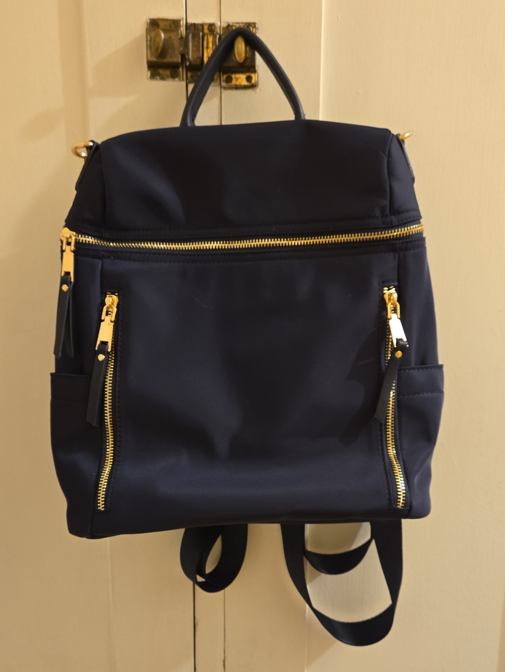 Miztique navy blue nylon convertible backpack